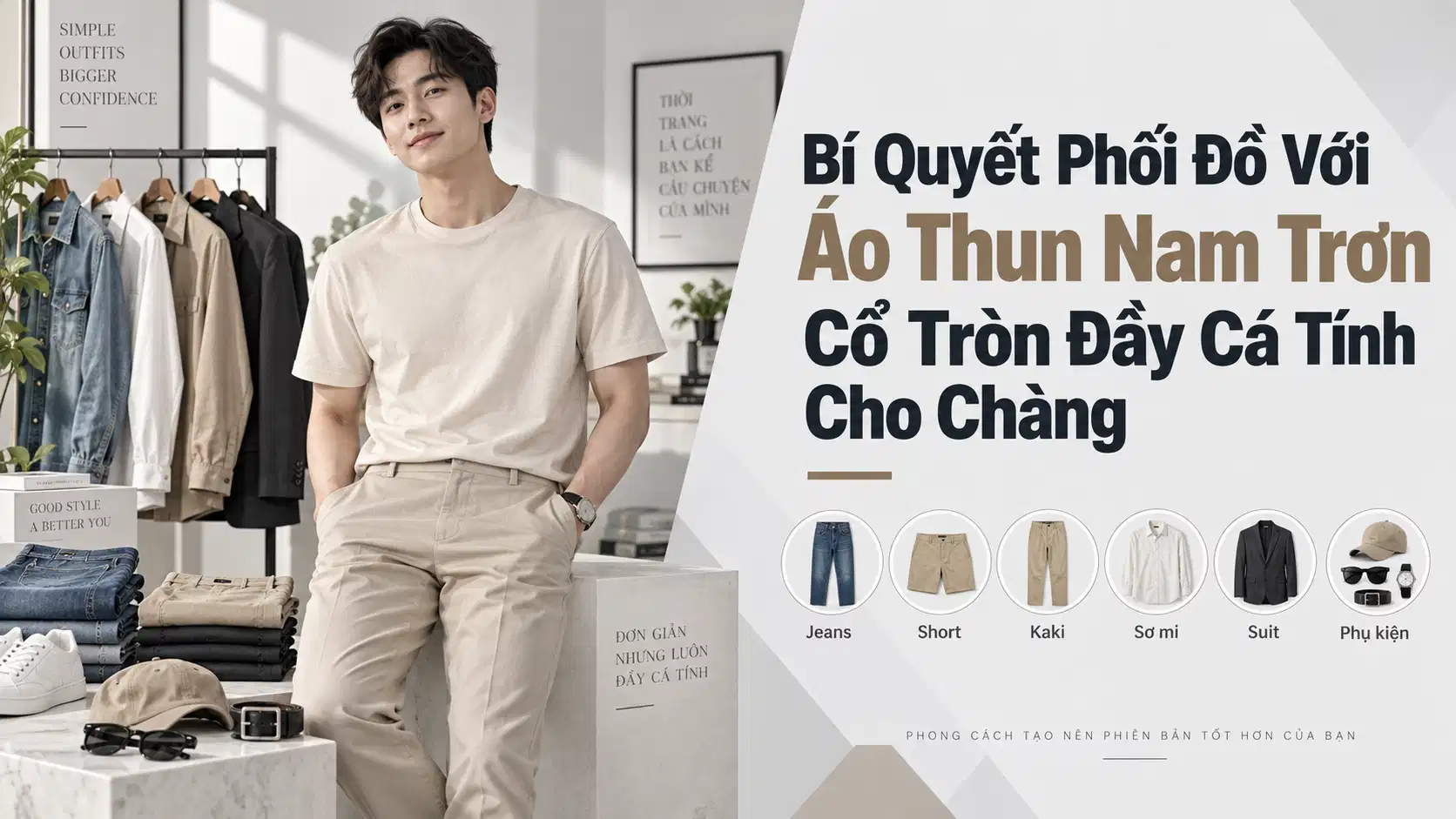 Bí Quyết Phối Đồ Với Áo Thun Nam Trơn Cổ Tròn Đầy Cá Tính Cho Chàng