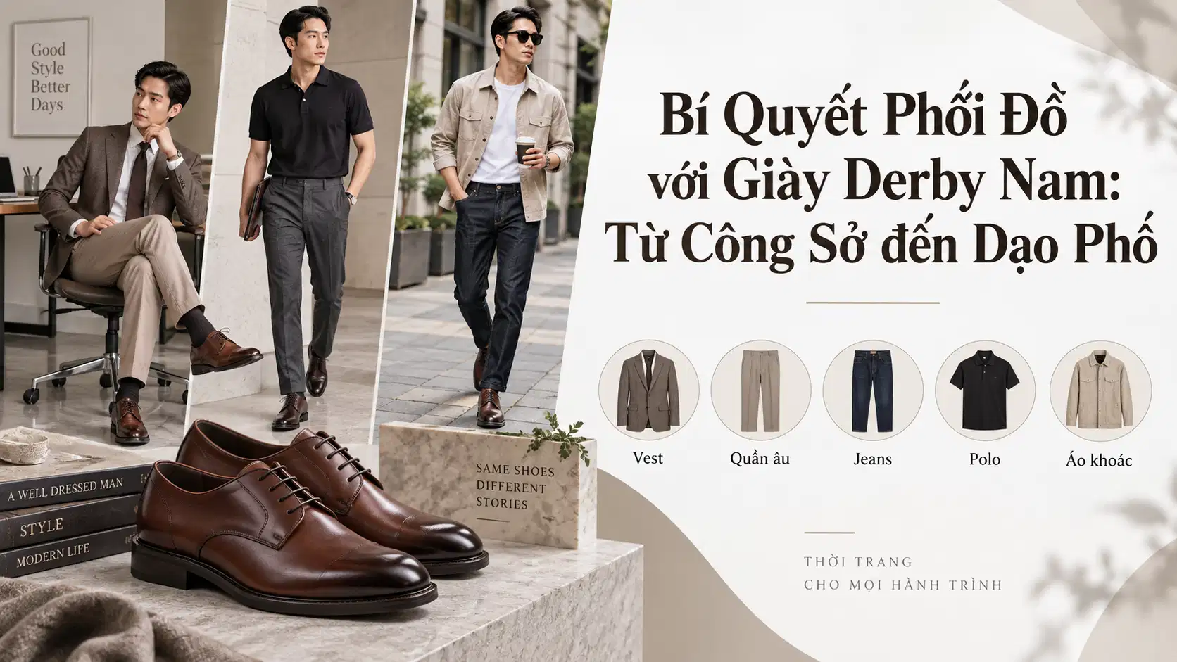 Bí Quyết Phối Đồ với Giày Derby Nam: Từ Công Sở đến Dạo Phố