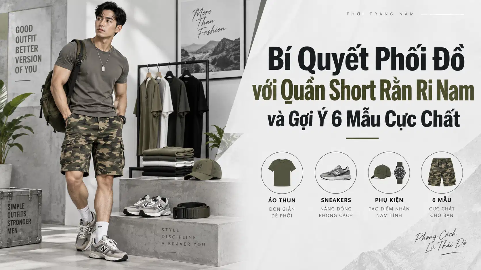 Bí Quyết Phối Đồ với Quần Short Rằn Ri Nam và Gợi Ý 6 Mẫu Cực Chất