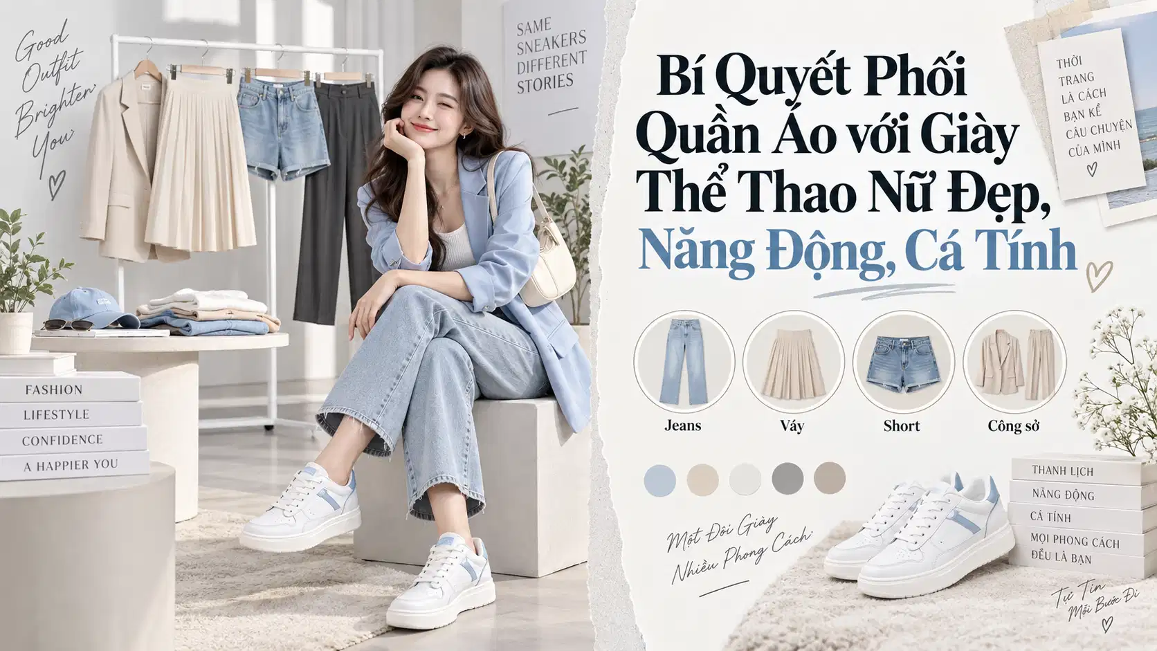 Bí Quyết Phối Quần Áo với Giày Thể Thao Nữ Đẹp, Năng Động, Cá Tính