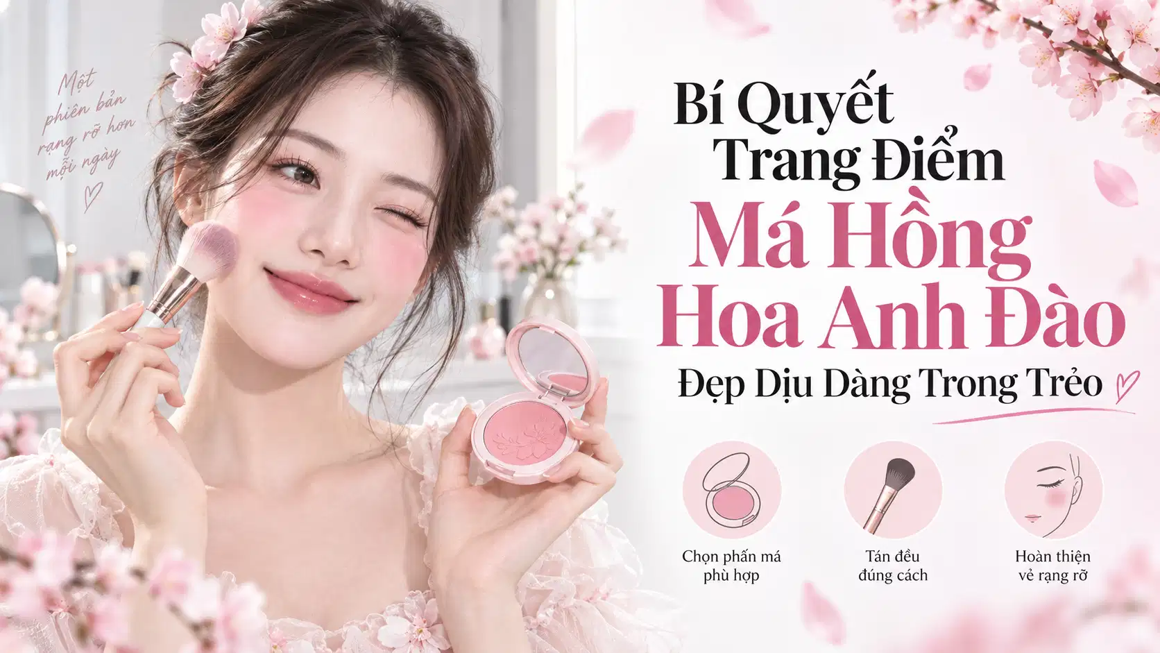 Bí Quyết Trang Điểm Má Hồng Hoa Anh Đào Đẹp Dịu Dàng Trong Trẻo