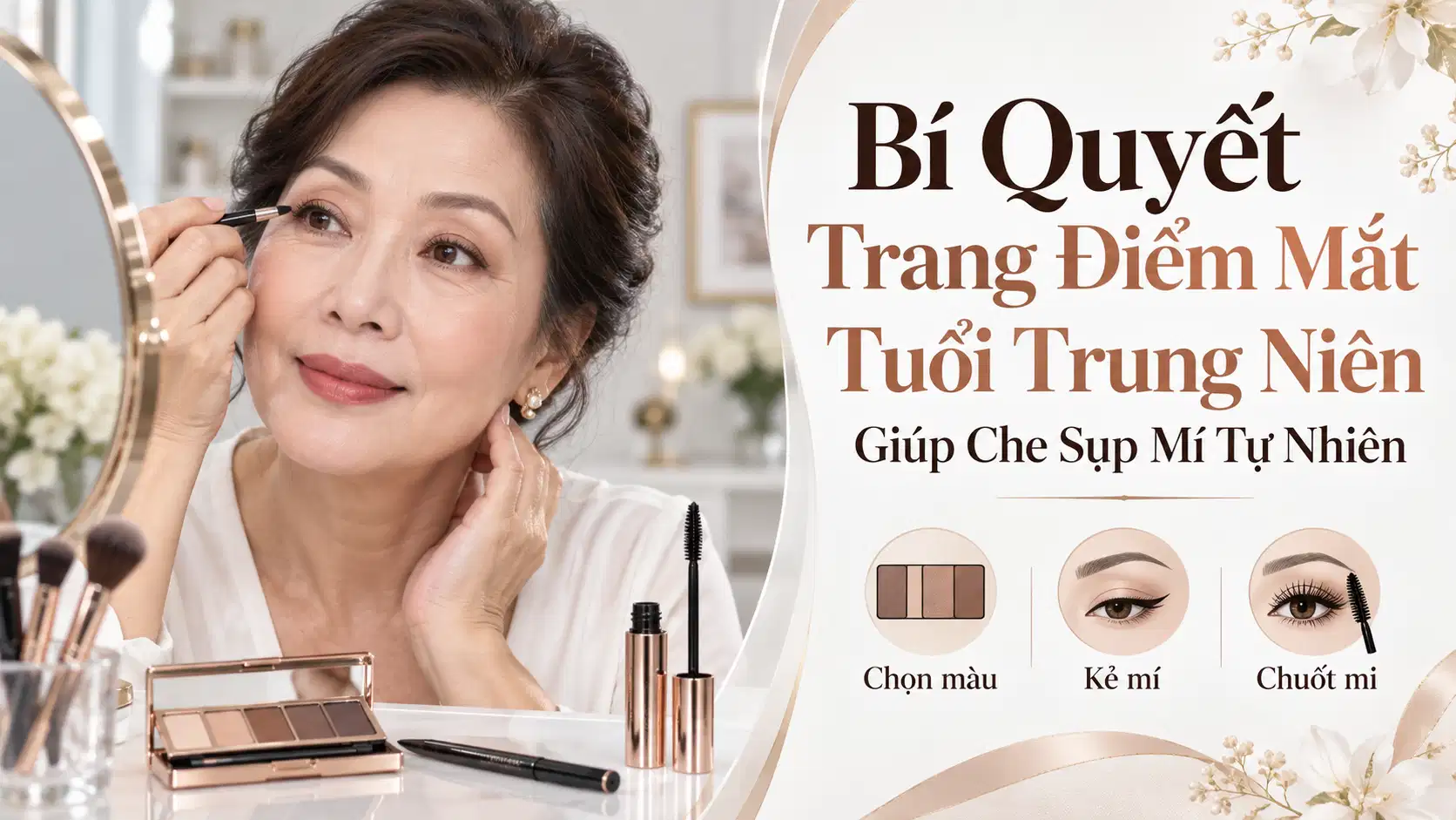 Bí Quyết Trang Điểm Mắt Tuổi Trung Niên Giúp Che Sụp Mí Tự Nhiên
