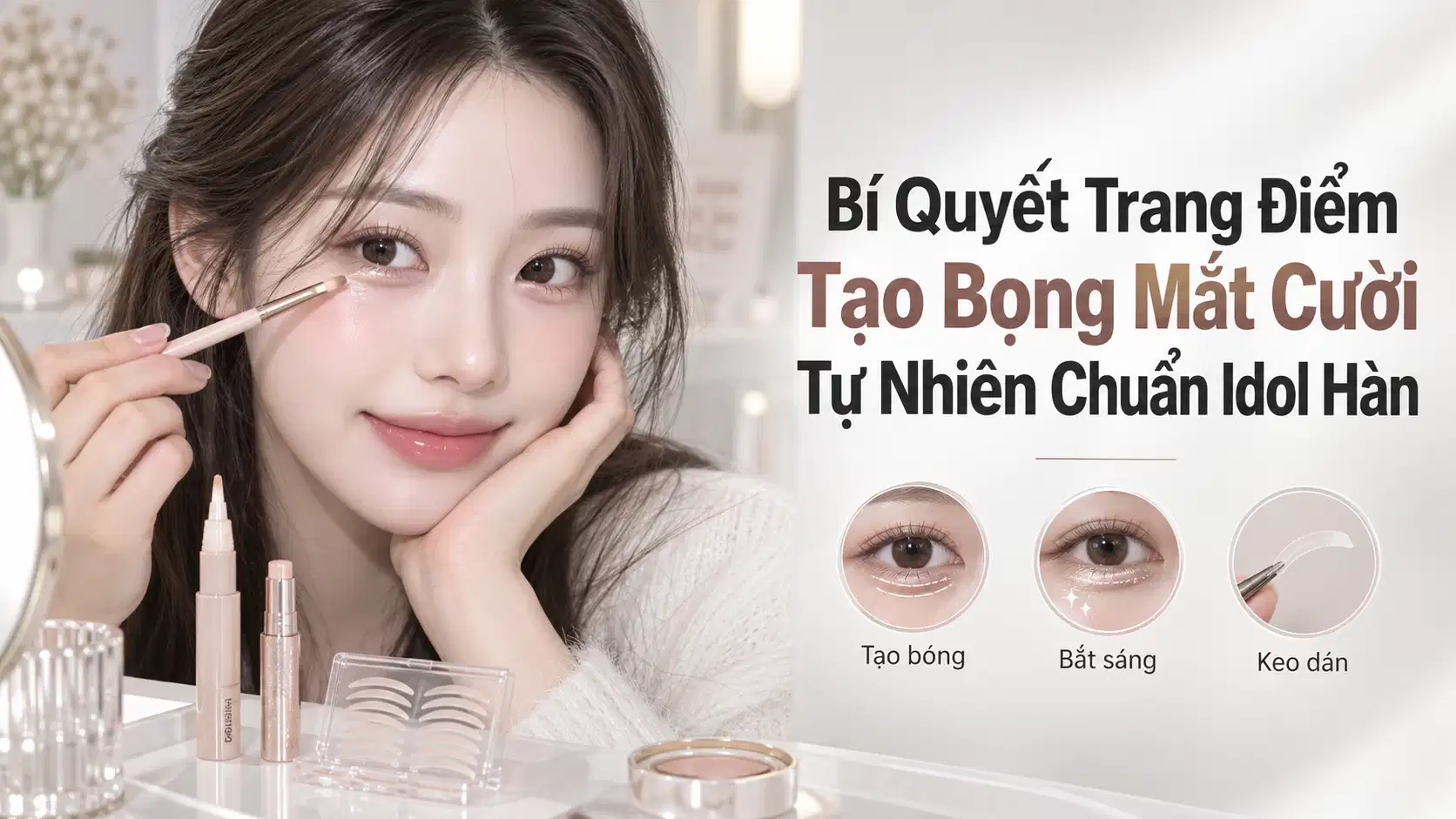 Bí Quyết Trang Điểm Tạo Bọng Mắt Cười Tự Nhiên Chuẩn Idol Hàn