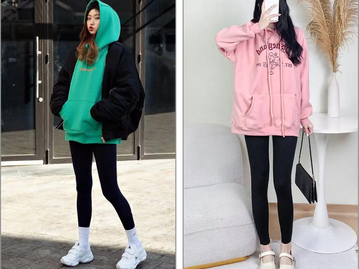 Hoodie ấm áp phối cùng legging Phối quần legging cùng áo nỉ hoodie ấm áp cho mùa lạnh