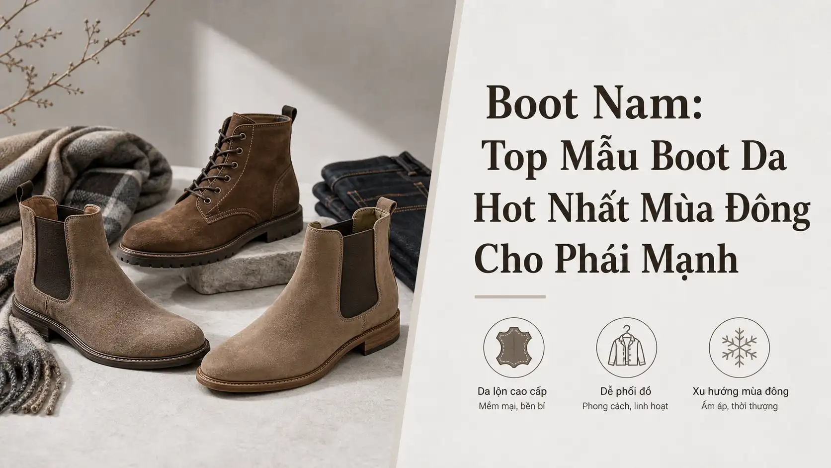 Boot Nam Da Cao Cổ Đẹp Nhất Mùa Đông - Xu Hướng Hot
