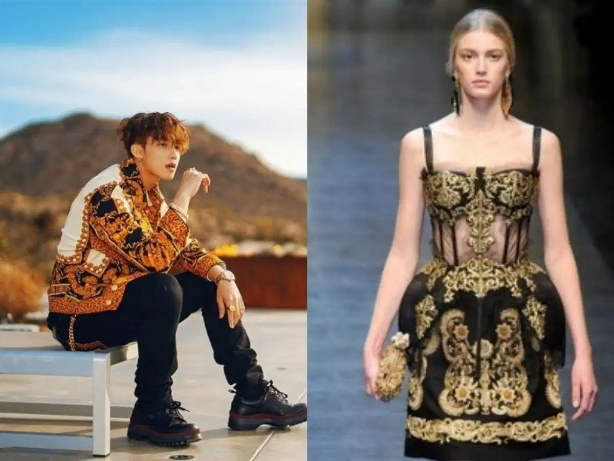 Trang phục nam ứng dụng họa tiết Baroque với hoa văn đối xứng