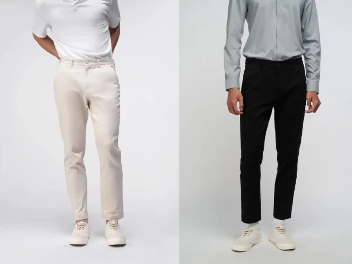 Quần chinos kaki nam Quần chinos kaki màu be phối áo sơ mi casual