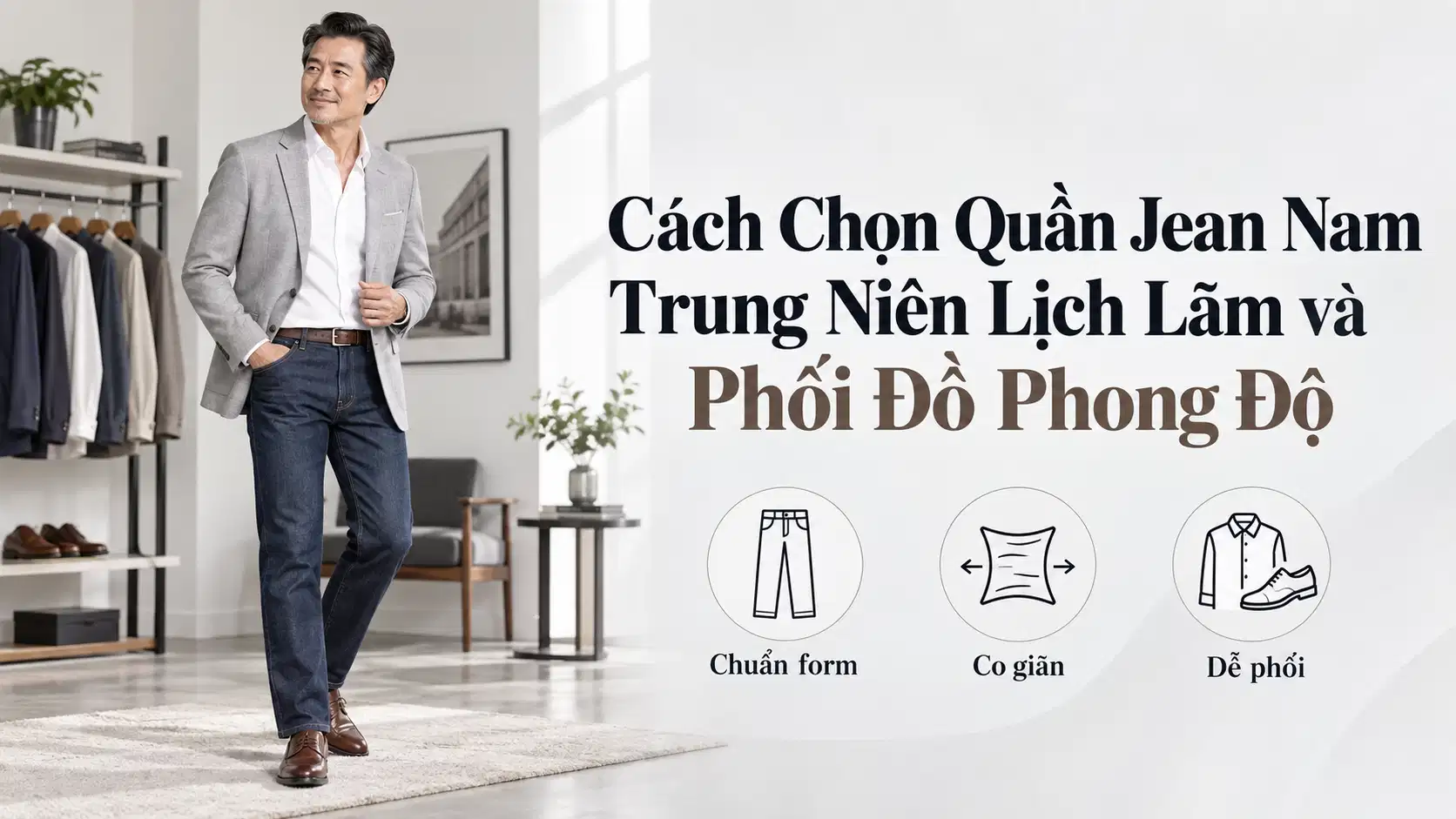 Cách Chọn Quần Jean Nam Trung Niên Lịch Lãm và Phối Đồ Phong Độ