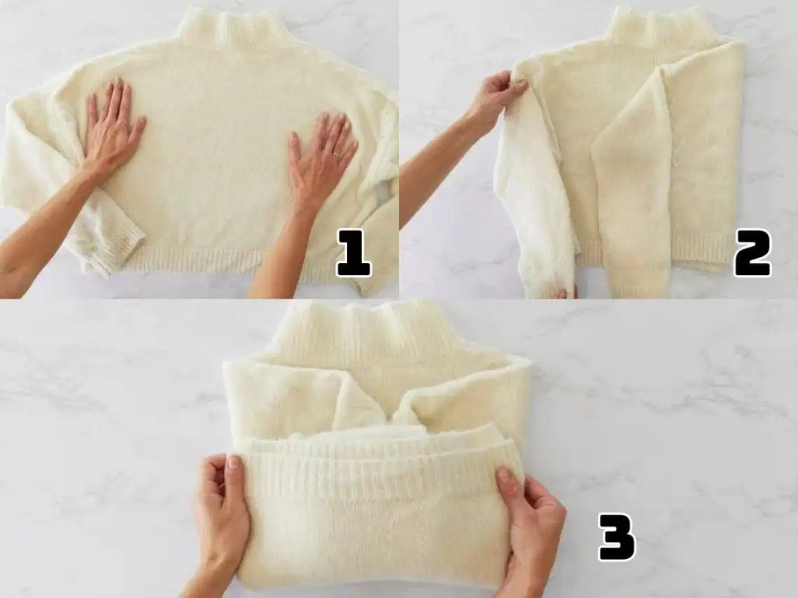 Cách gấp áo len trên mặt phẳng