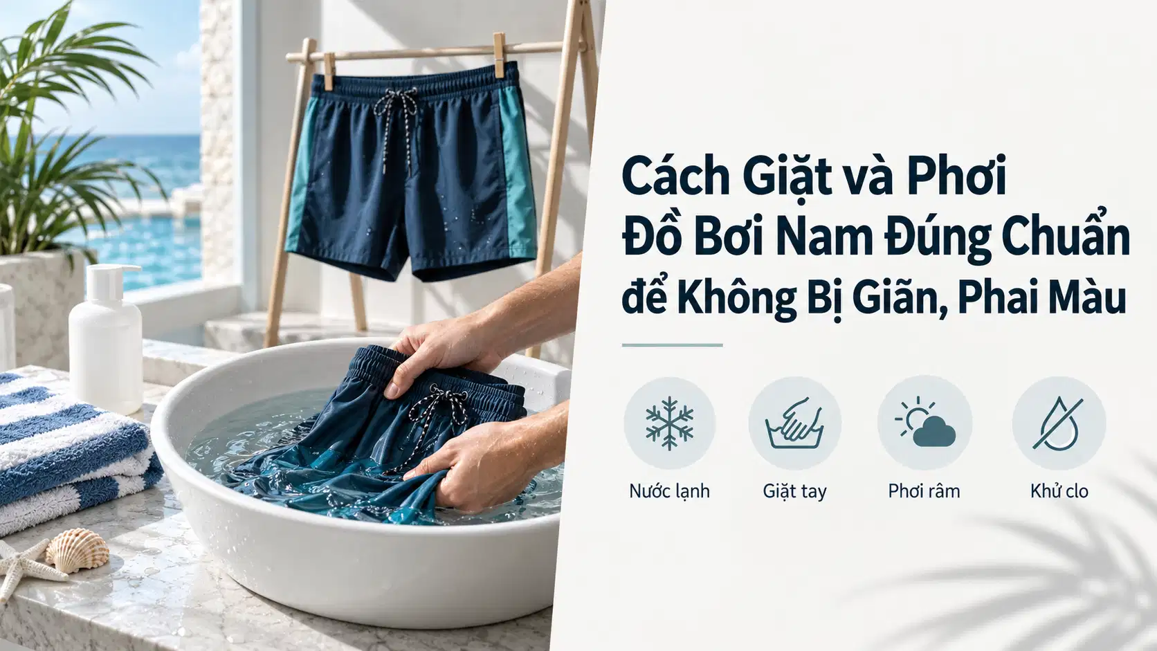 Cách Giặt và Phơi Đồ Bơi Nam Đúng Chuẩn để Không Bị Giãn, Phai Màu