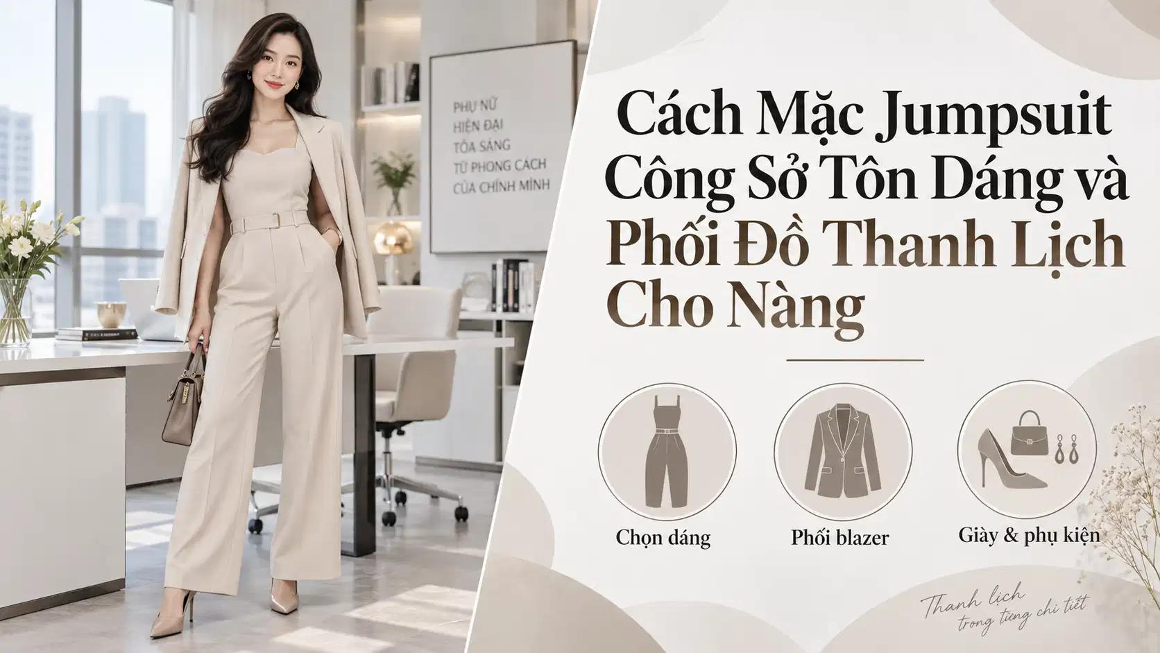 Cách Mặc Jumpsuit Công Sở Tôn Dáng và Phối Đồ Thanh Lịch Cho Nàng