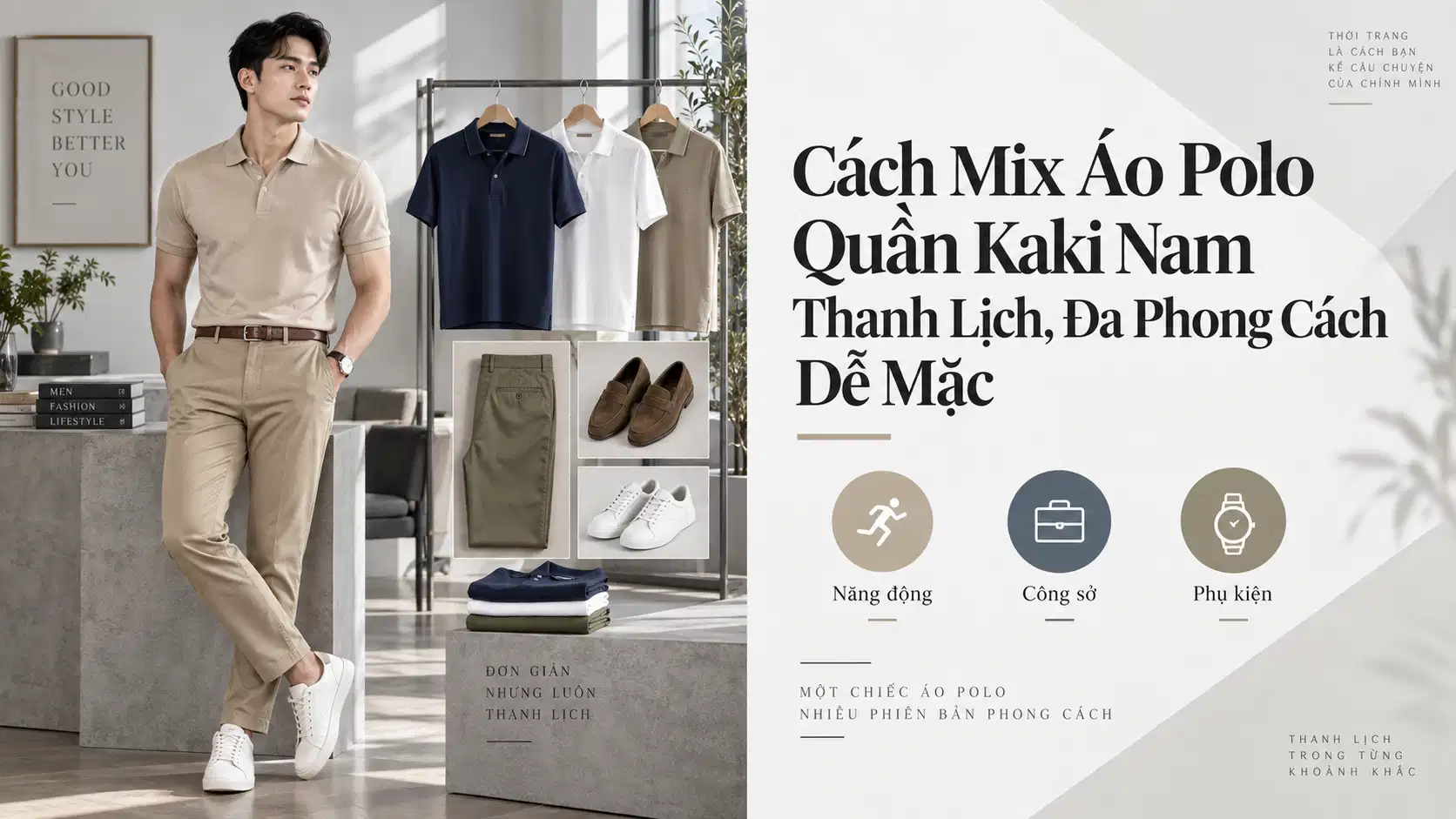Cách Mix Áo Polo Quần Kaki Nam Thanh Lịch, Đa Phong Cách Dễ Mặc