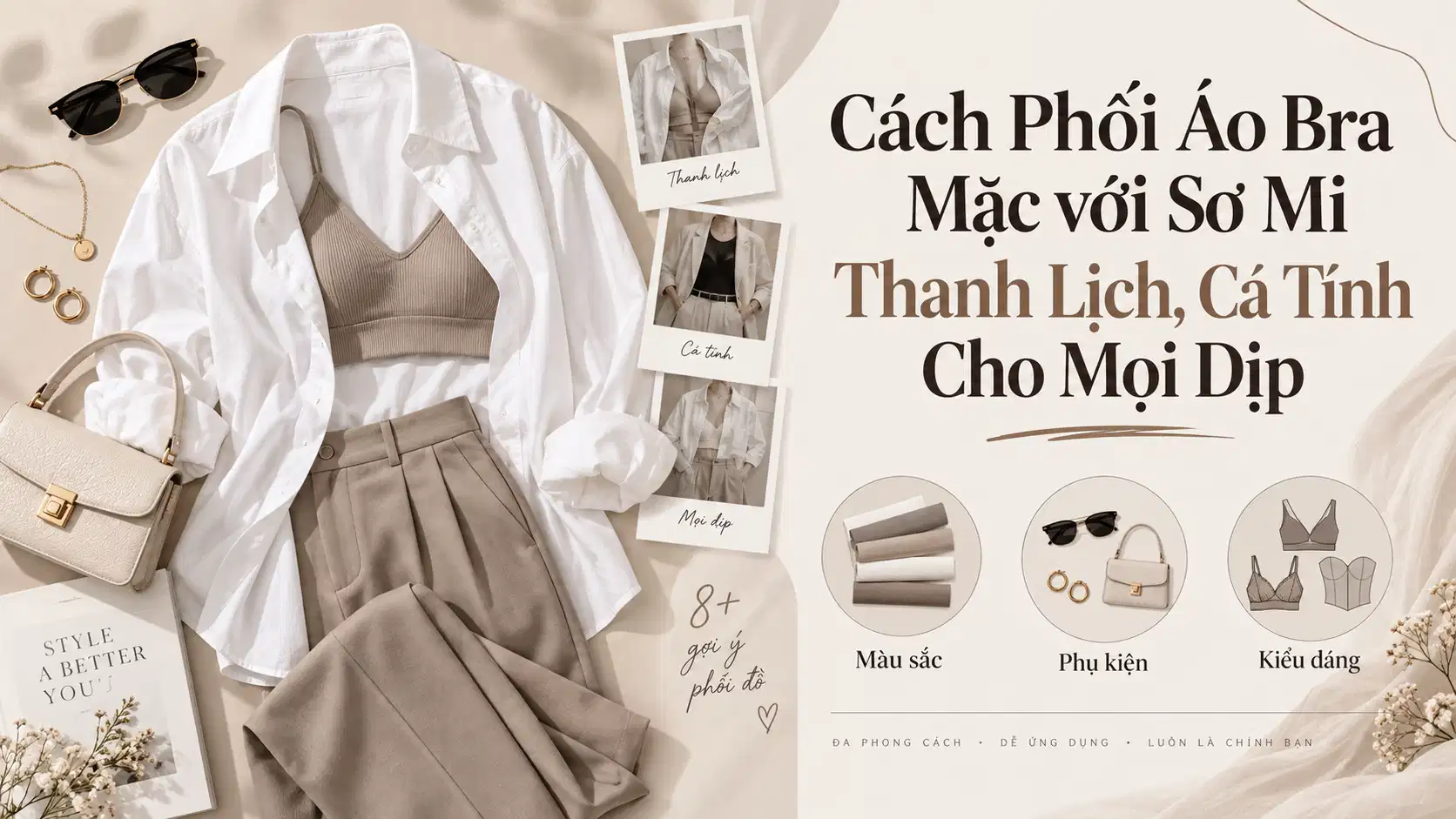 Cách Phối Áo Bra Mặc với Sơ Mi Thanh Lịch, Cá Tính Cho Mọi Dịp