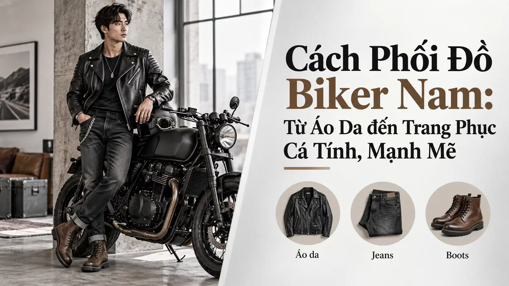 Cách Phối Đồ Biker Nam: Từ Áo Da đến Trang Phục Cá Tính, Mạnh Mẽ