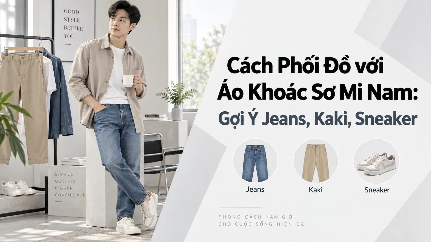 Cách Phối Đồ với Áo Khoác Sơ Mi Nam: Gợi Ý Jeans, Kaki, Sneaker