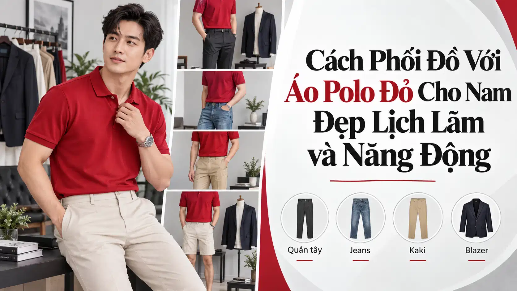 Cách Phối Đồ Với Áo Polo Đỏ Cho Nam Đẹp Lịch Lãm và Năng Động