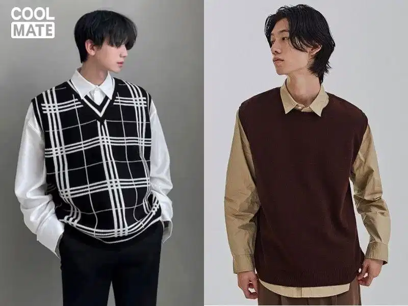 Phối áo sơ mi nam cùng áo gile len phong cách Ivy League cổ điển