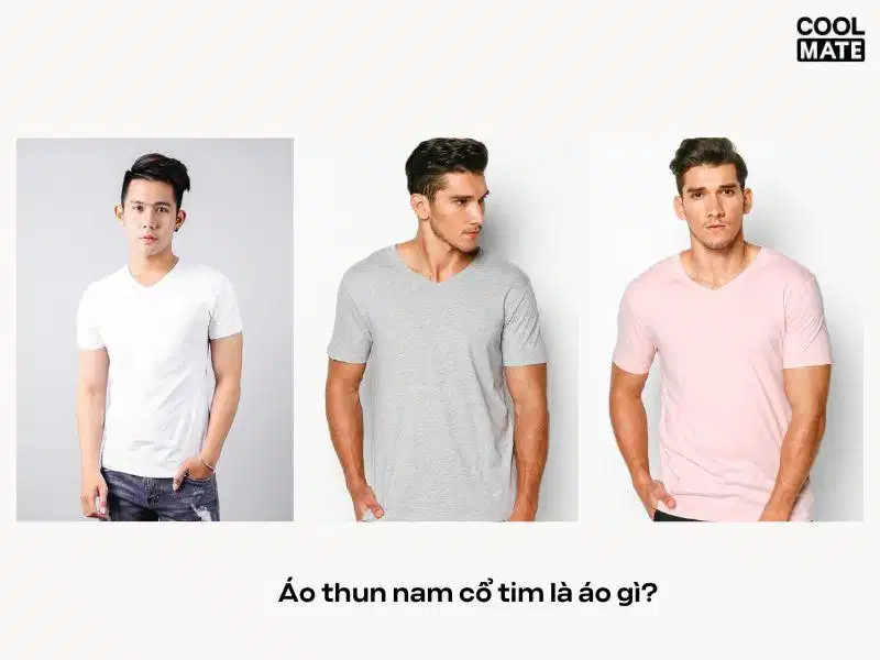 Áo thun cổ tim nam cơ bản