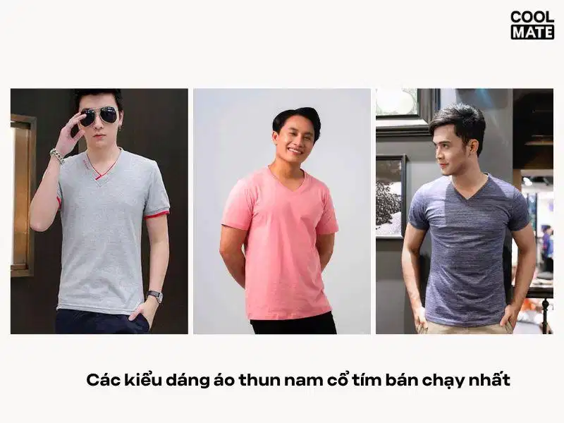 Các phom dáng áo thun cổ tim nam