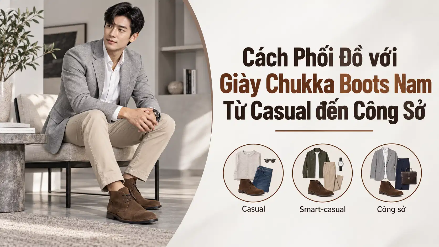 Cách Phối Đồ với Giày Chukka Boots Nam Từ Casual đến Công Sở