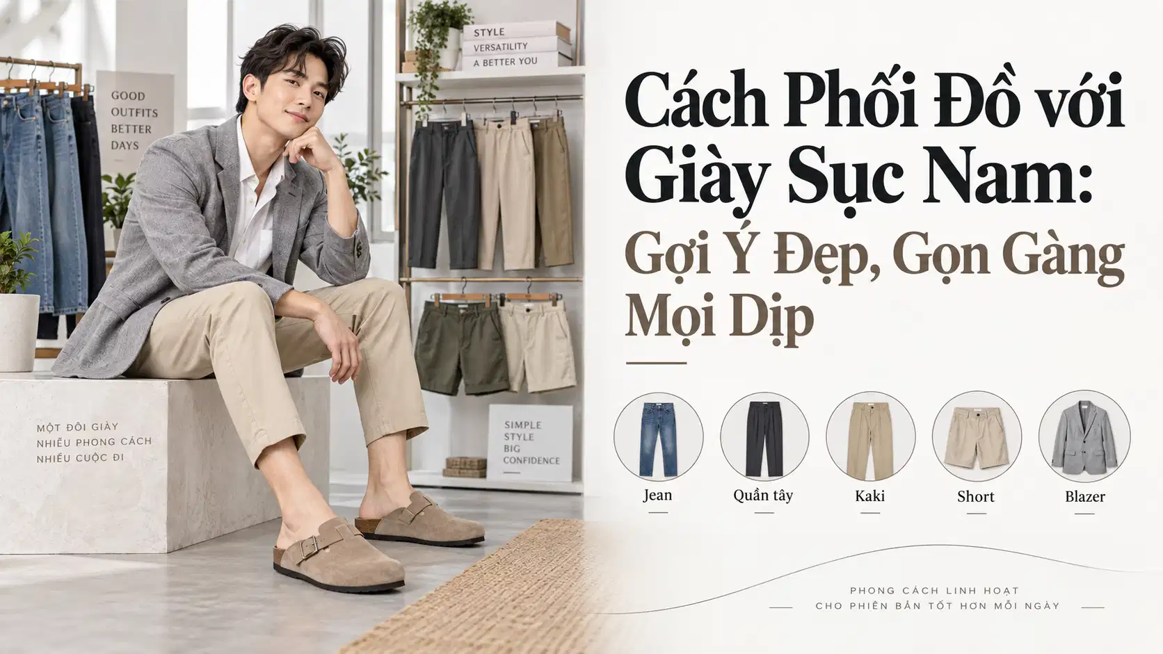 Cách Phối Đồ với Giày Sục Nam: Gợi Ý Đẹp, Gọn Gàng Mọi Dịp