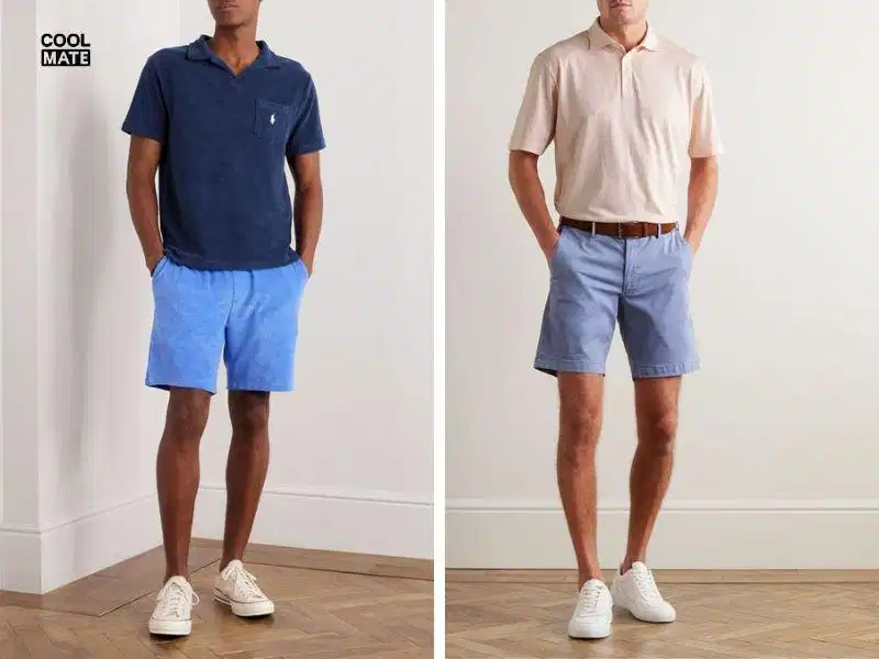 Cách phối đồ với quần short nam xanh dương và áo polo Cách phối đồ với quần short nam xanh dương và áo polo