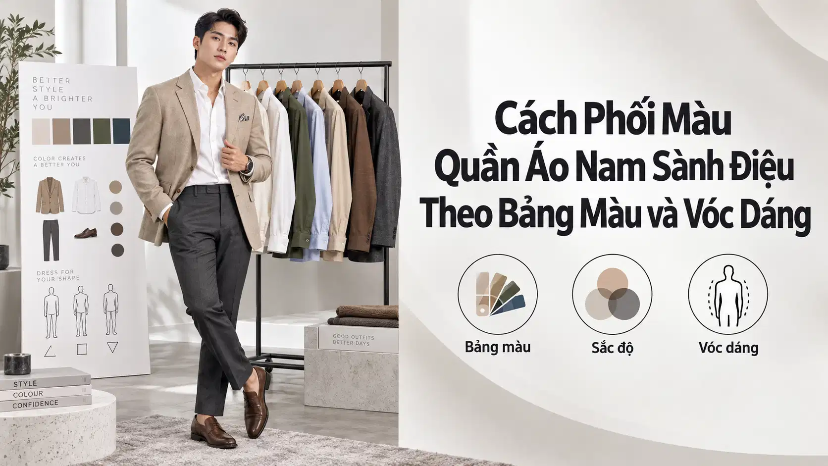 Cách Phối Màu Quần Áo Nam Sành Điệu Theo Bảng Màu và Vóc Dáng