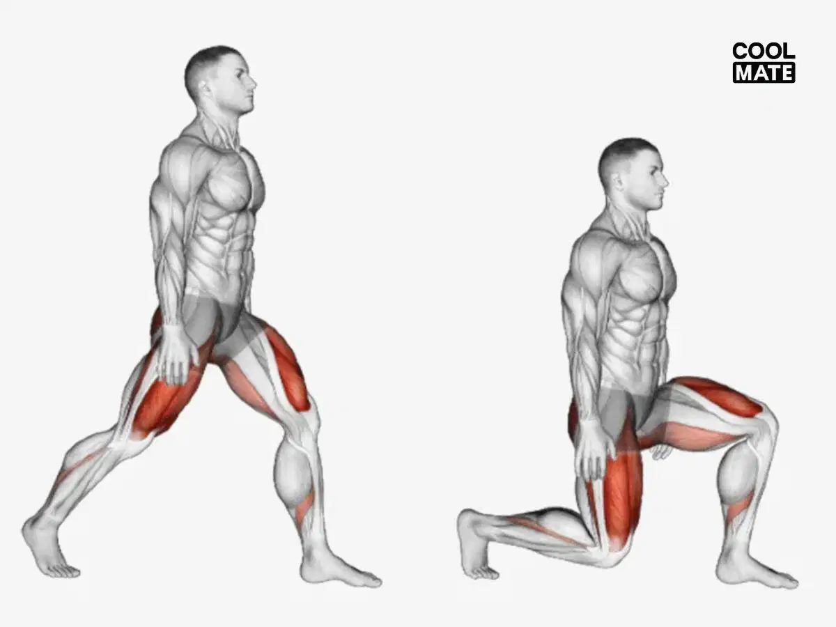 Động tác bước gập gối Lunge cải thiện cân bằng hai chân Động tác bước gập gối Lunge cải thiện cân bằng hai chân