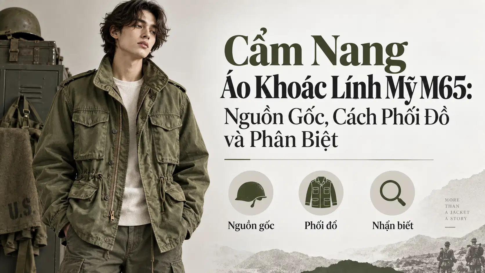 Cẩm Nang Áo Khoác Lính Mỹ M65: Nguồn Gốc, Cách Phối Đồ và Phân Biệt