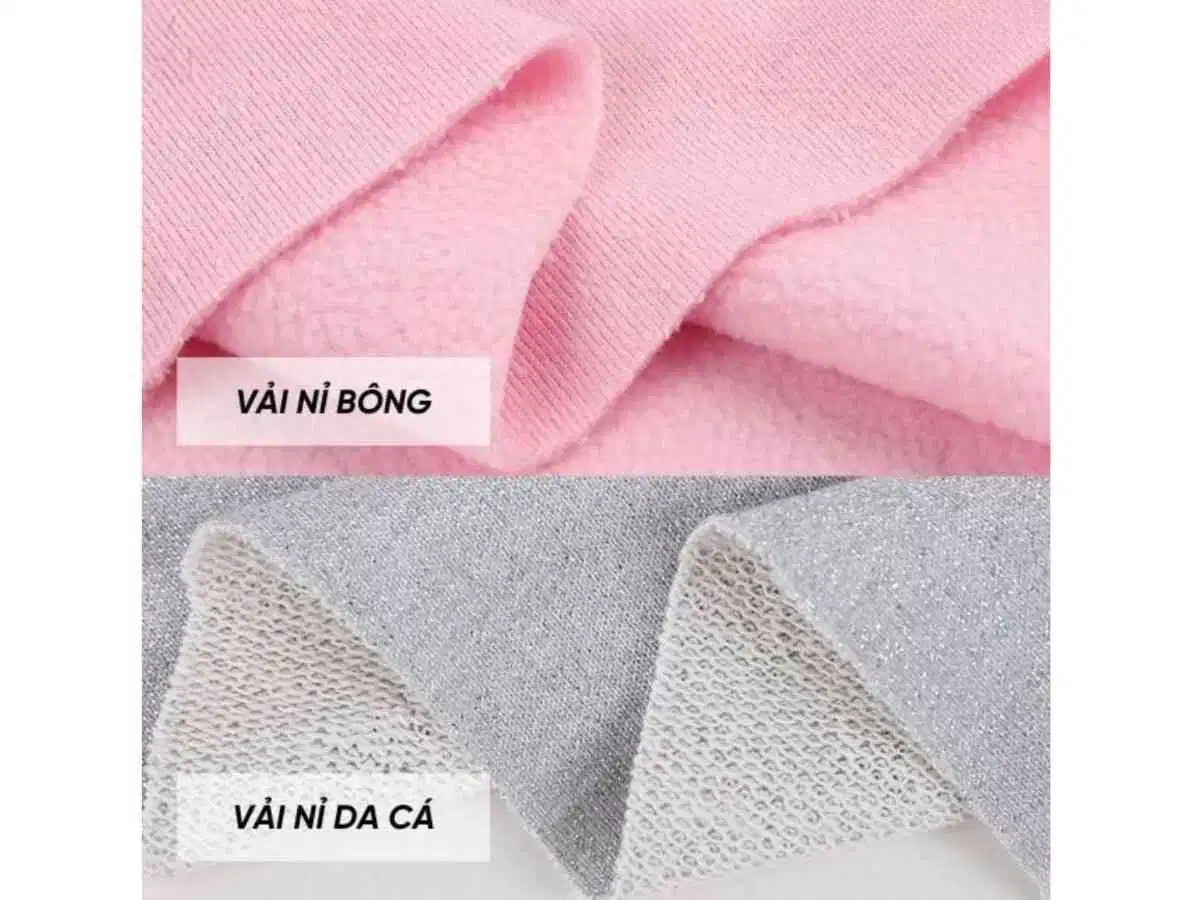 Cận cảnh bề mặt vải nỉ bông và nỉ da cá Cận cảnh bề mặt vải nỉ bông và nỉ da cá
