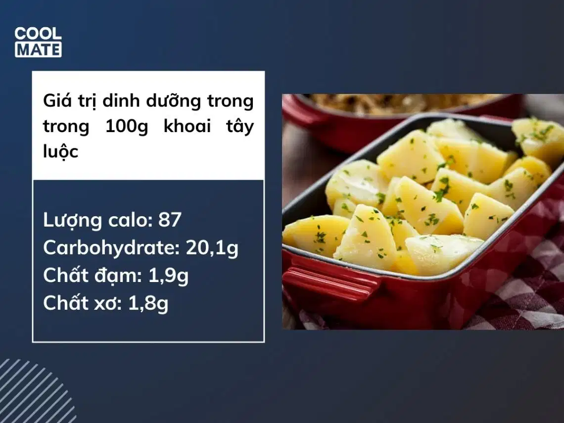 Carb trong khoai tây Hàm lượng carbohydrate trong khoai tây luộc