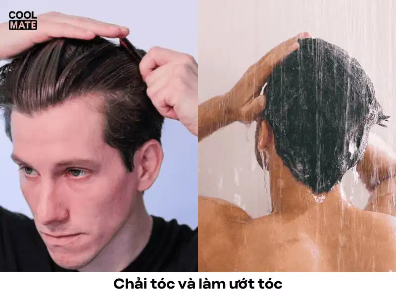 Chải tóc gỡ rối trước khi làm ướt bằng nước