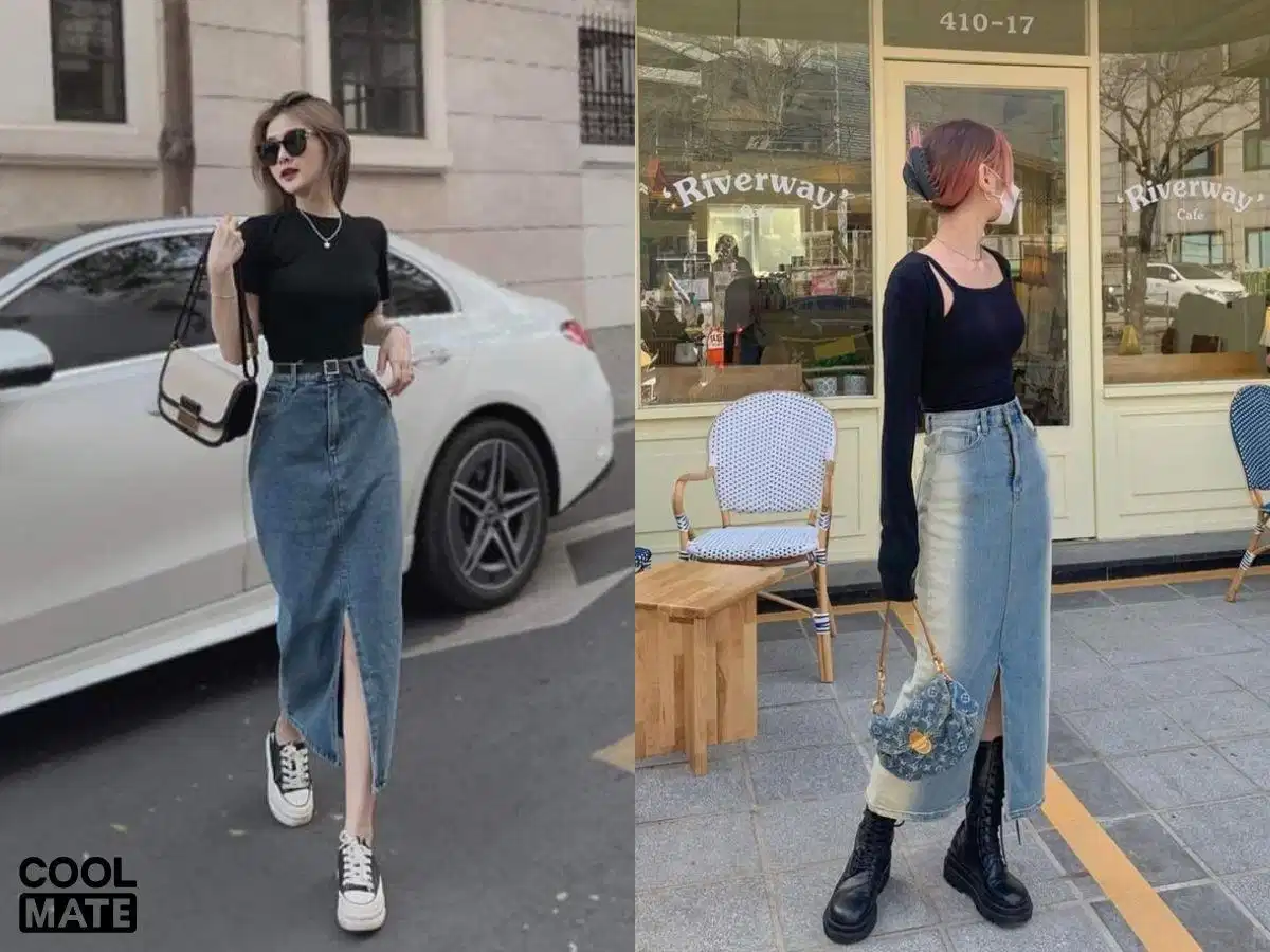 Chân váy jeans cá tính Chân váy denim cá tính trẻ trung