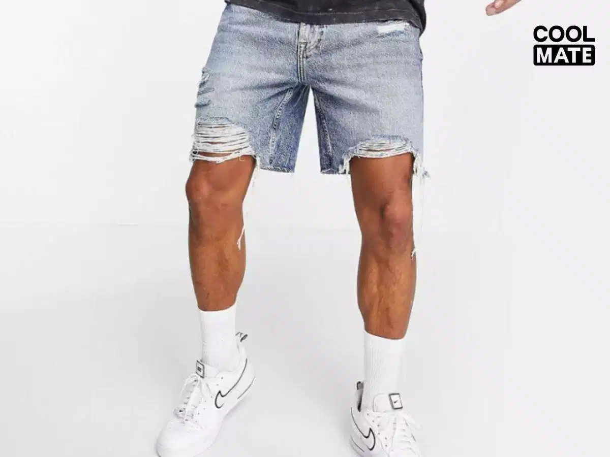 Bề mặt chất liệu denim của quần short jean nam Bề mặt chất liệu denim của quần short jean nam