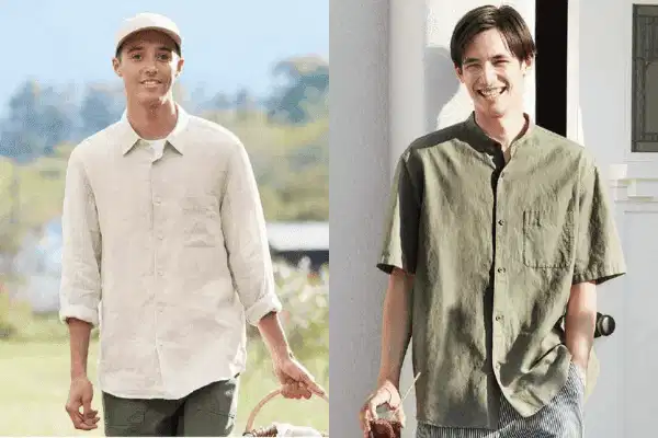 Chi tiết áo sơ mi linen nam Uniqlo Chi tiết kết cấu vải áo sơ mi linen nam Uniqlo