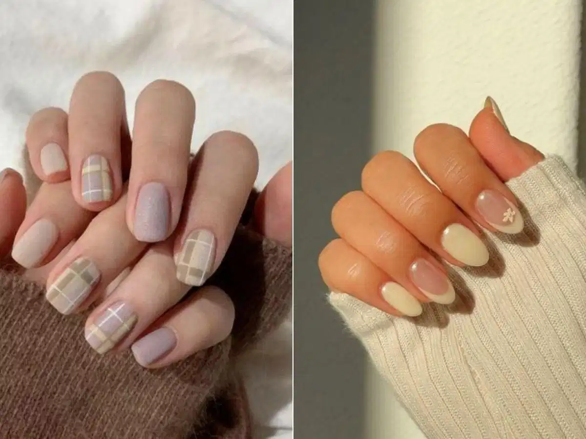 Mẫu nail công sở họa tiết đường kẻ tối giản