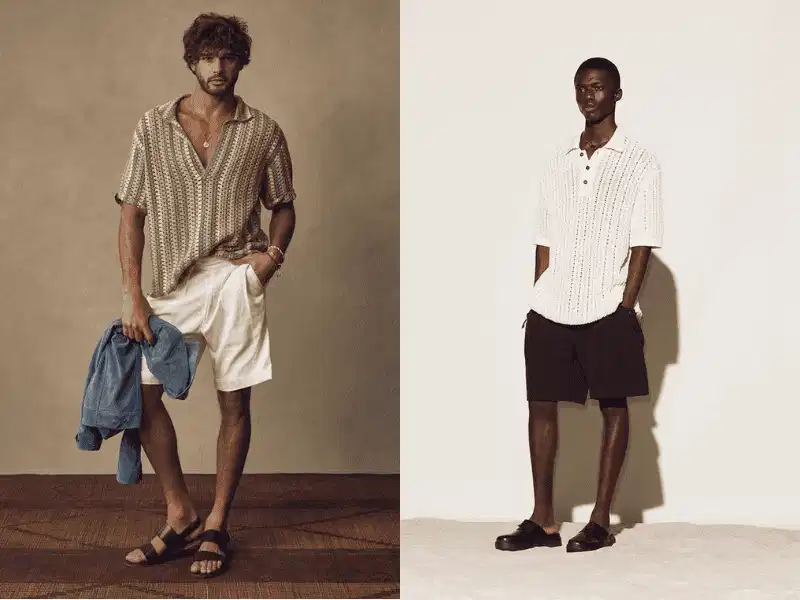 Áo polo crochet và quần short Áo polo crochet phối quần short mát mẻ