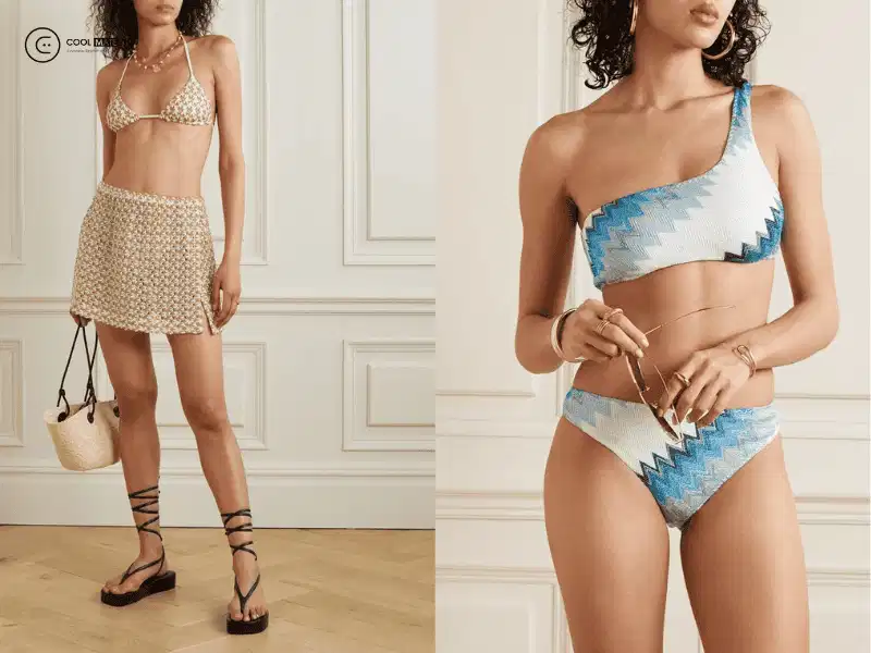 Đồ bơi và trang phục dệt móc đi biển Trang phục đi biển ứng dụng chất liệu đan móc