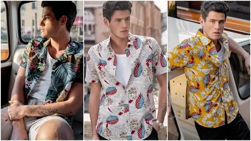 Cấu trúc ve cổ mở camp collar đặc trưng trên áo sơ mi Cuban nam