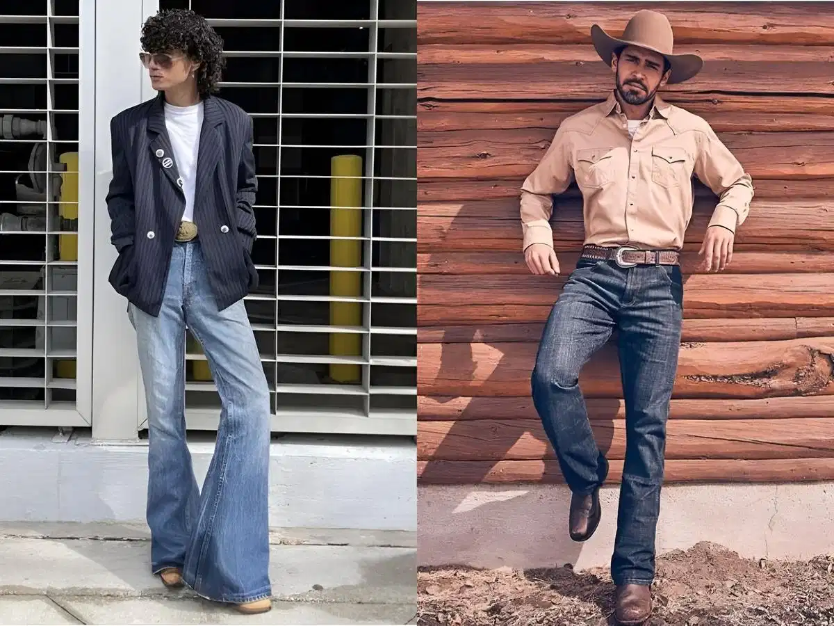 Quần jean bootcut nam loe nhẹ Dáng quần jean nam bootcut với độ loe tinh tế