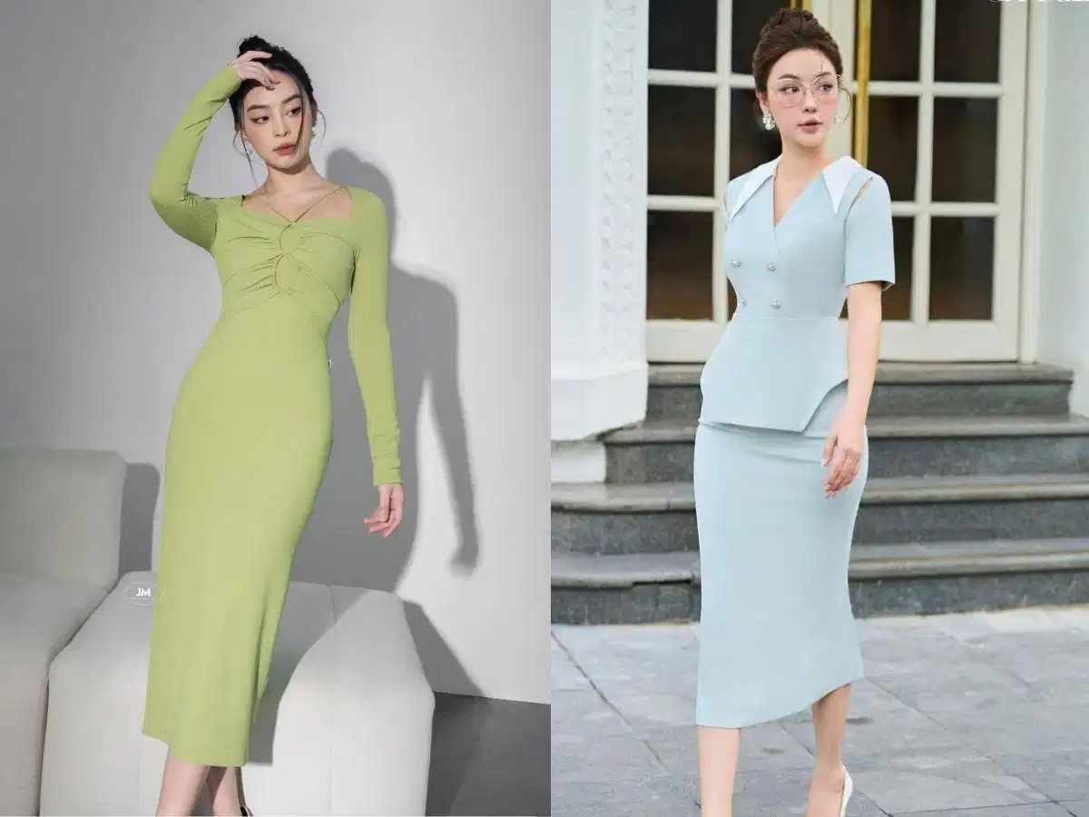 Đầm ôm công sở có đường nhấn eo Đầm ôm công sở có đường nhấn eo