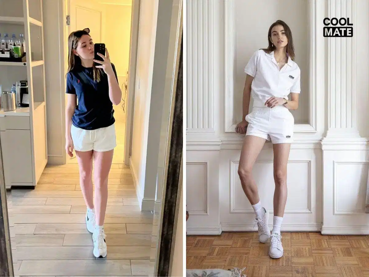 Phối quần short thể thao nữ với áo polo