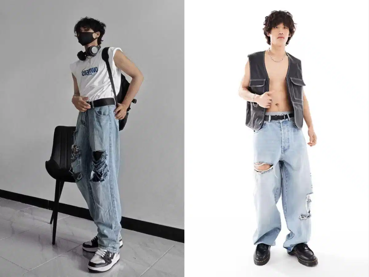 Thắt lưng tạo điểm nhấn khi phối quần baggy jeans nam Thắt lưng tạo điểm nhấn khi phối quần baggy jeans nam