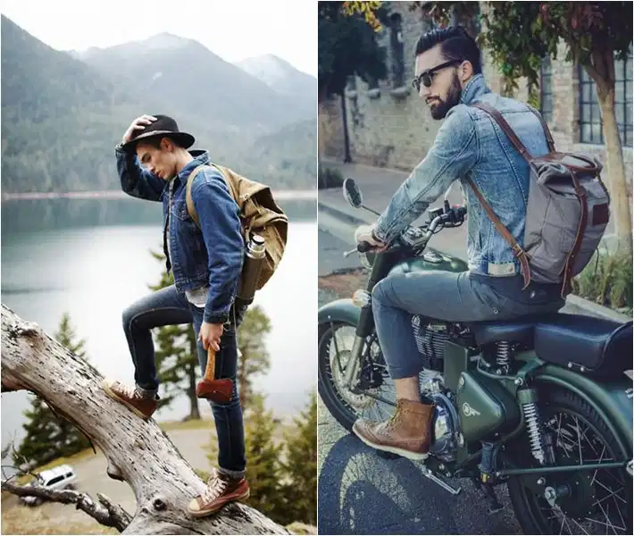 Phối đồ denim đi phượt Phối đồ denim on denim nam tính khỏe khoắn cho dân phượt