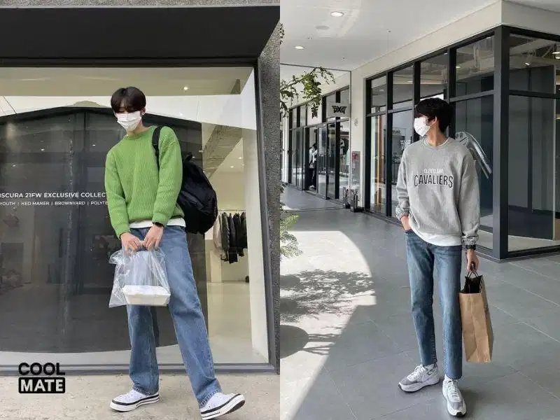 Đối với sơ mi trắng bạn nên chọn áo sweater có màu tối kết hợp để màu sắc hài hòa hơn Đối với sơ mi trắng bạn nên chọn áo sweater có màu tối kết hợp để màu sắc hài hòa hơn