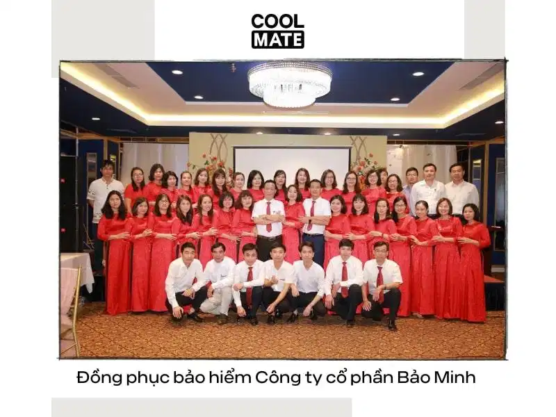 Đồng phục Bảo Minh Mẫu áo thun đồng phục sắc đỏ trầm của Bảo hiểm Bảo Minh
