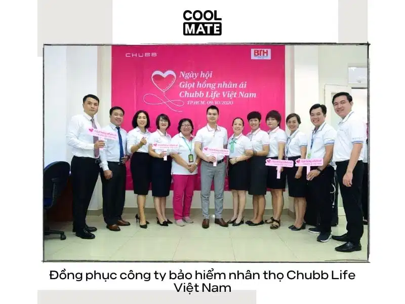 Đồng phục Chubb Life Việt Nam Mẫu áo thun đồng phục sắc hồng thanh thoát của Chubb Life