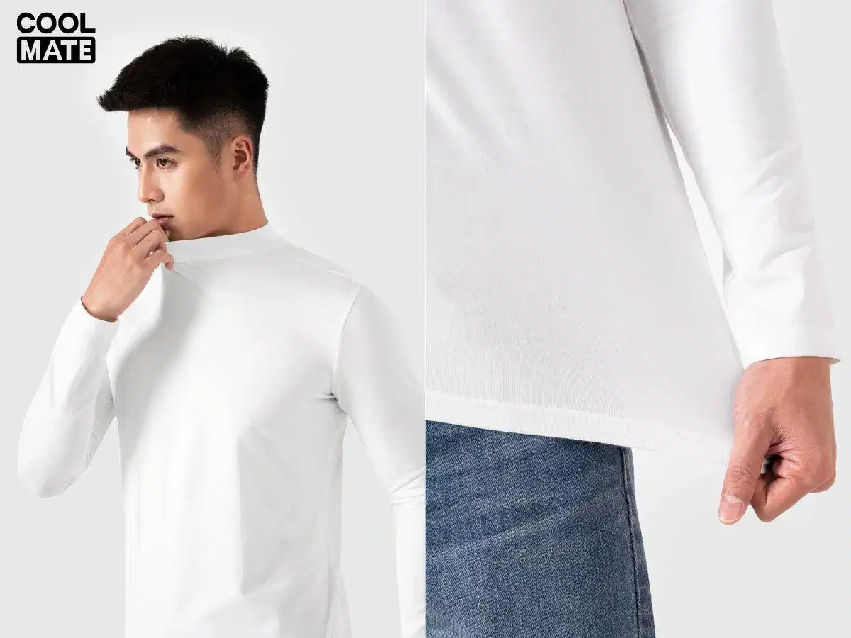 Phom dáng ôm nhẹ của áo giữ nhiệt Độ ôm vừa vặn hỗ trợ việc mặc lót nhiều lớp bên trong