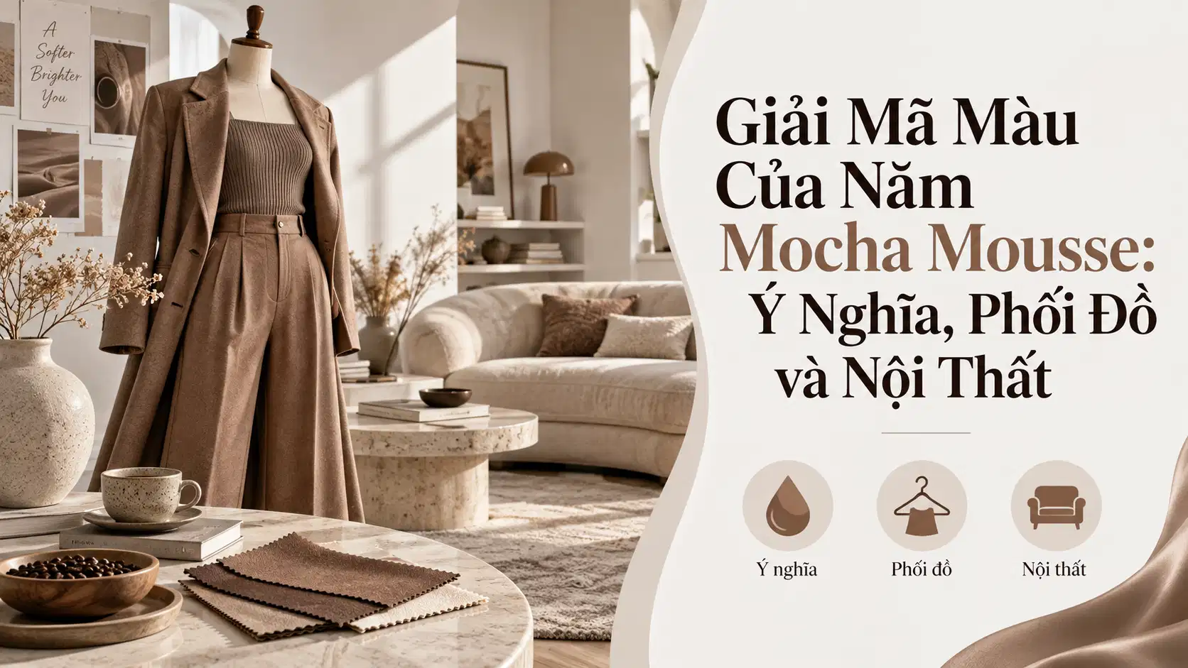 Giải Mã Màu Của Năm Mocha Mousse: Ý Nghĩa, Phối Đồ và Nội Thất