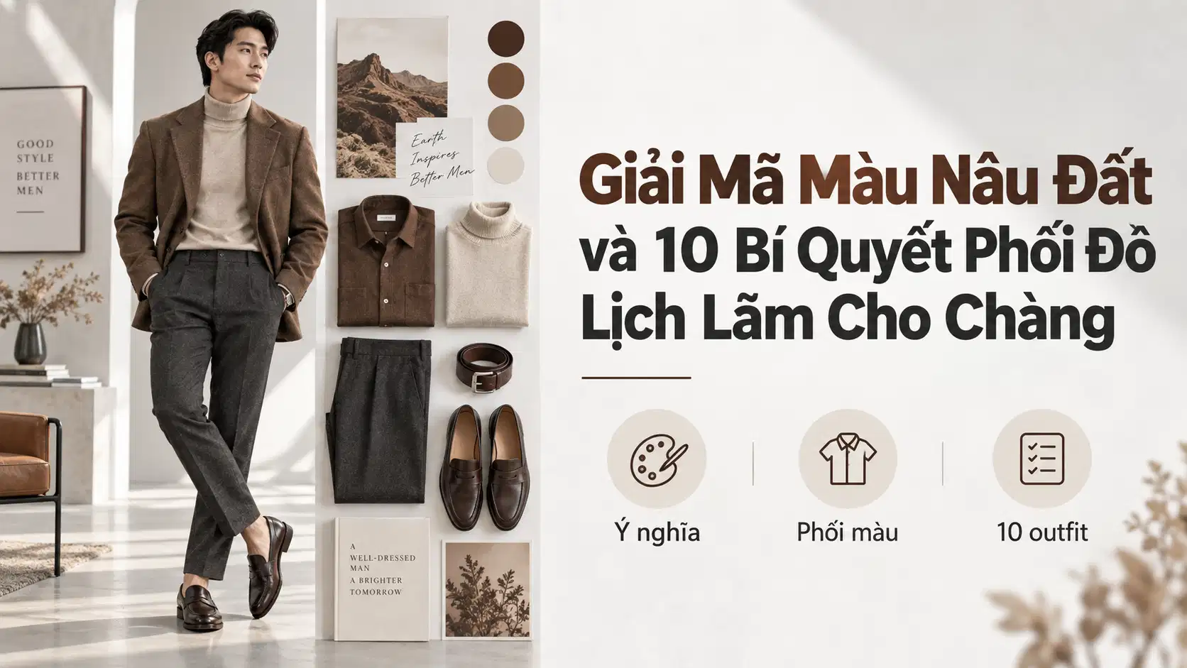 Giải Mã Màu Nâu Đất và 10 Bí Quyết Phối Đồ Lịch Lãm Cho Chàng